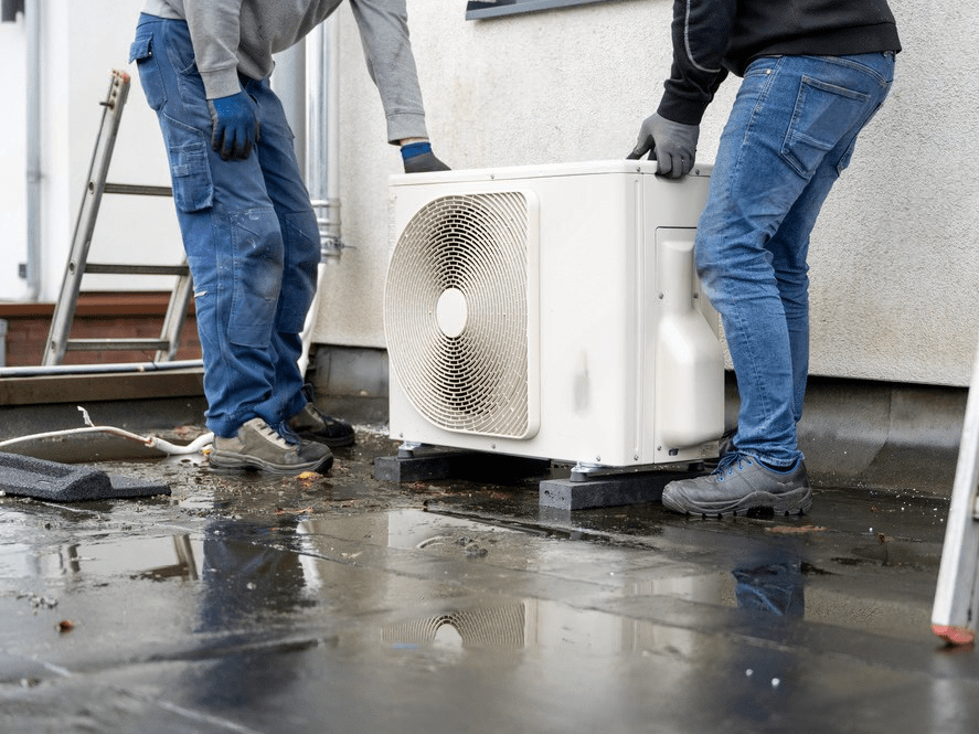 Technician installing a pump system with precision
